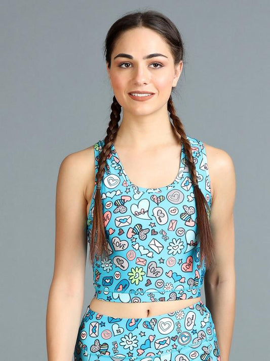 Stylish Printed Padded Sports Cropped Top - Isabelle 600