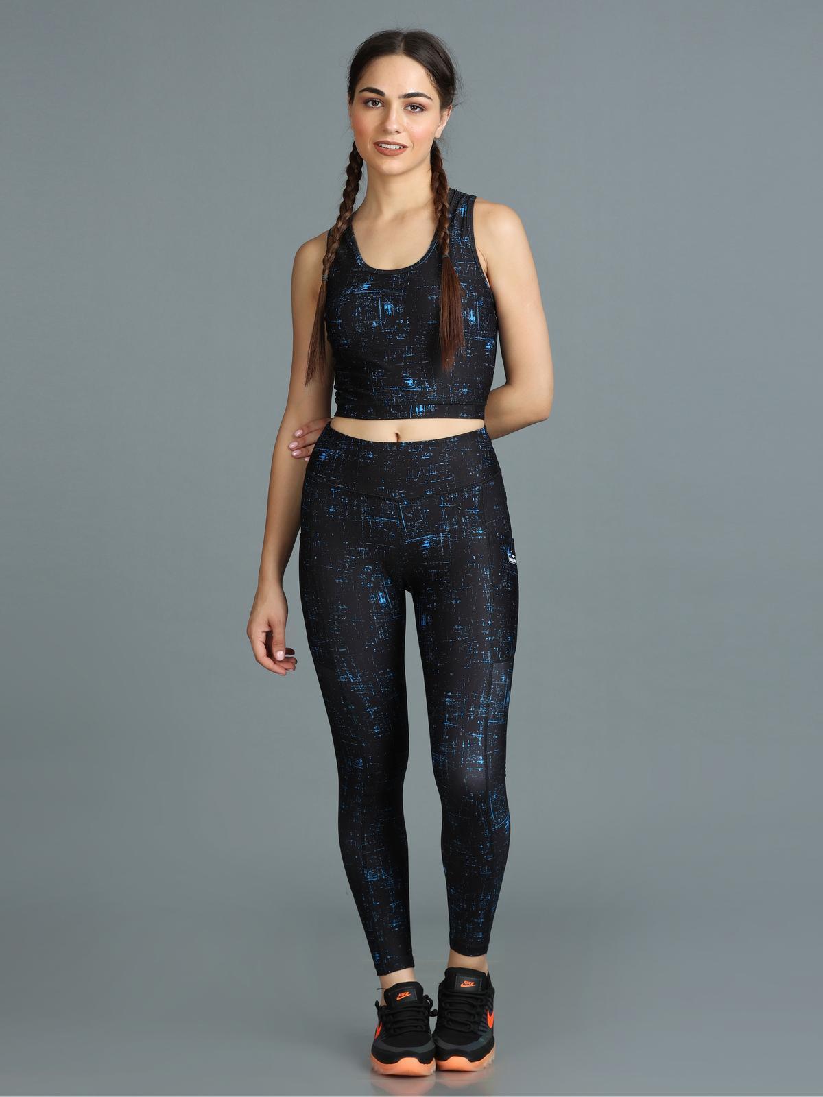 Stylish Printed Co-ord Activewear Leggings and Padded Sports Top Set - Sophie