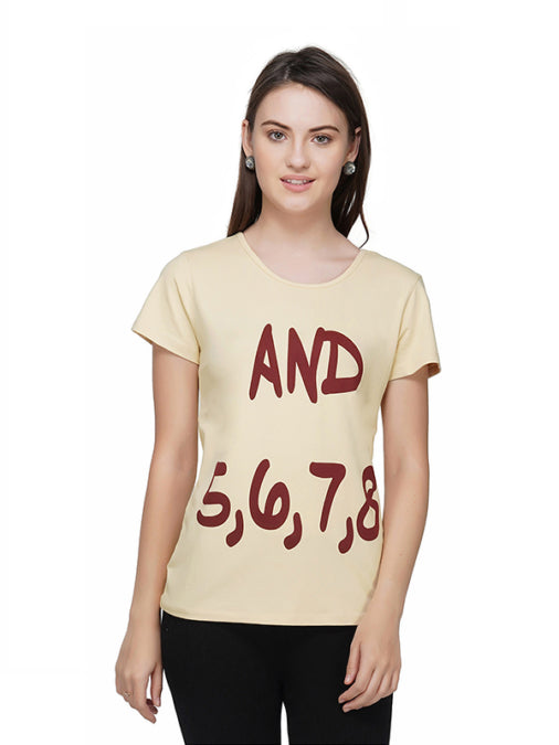 Beige And 5678 Printed T-Shirt