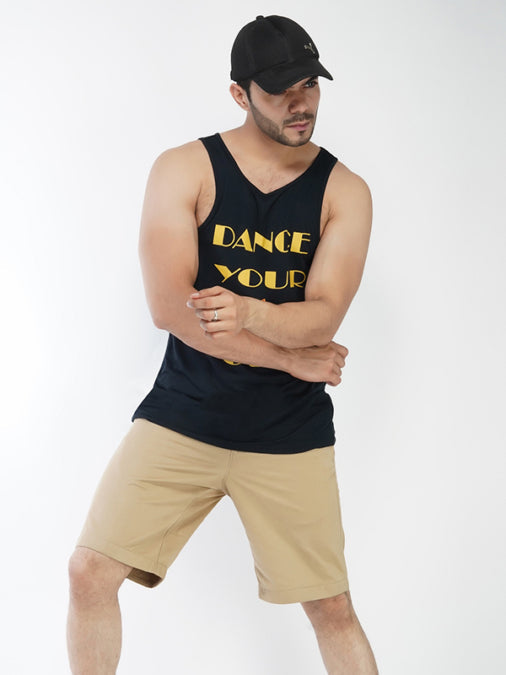 Dance Your Ass Off Print Sando in Black Color