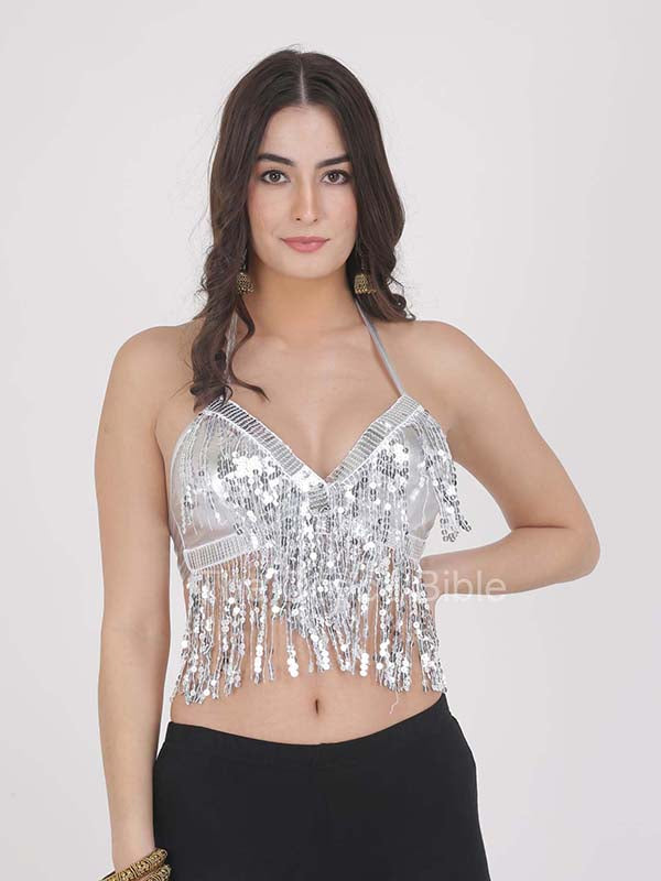 Crafy Belly Dance Bra Tops for Women Shiny Sequins Beaded India