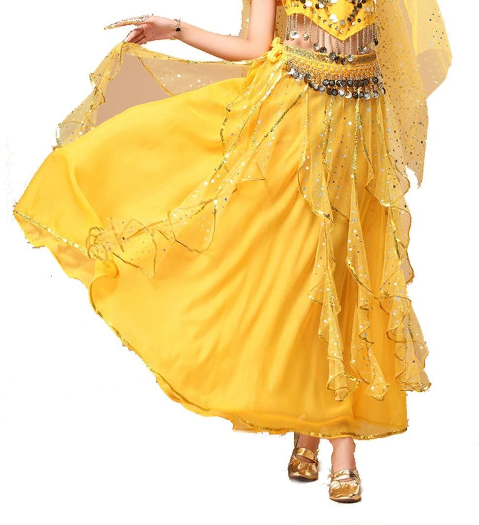 Yellow Sequin Belly Dance Skirt