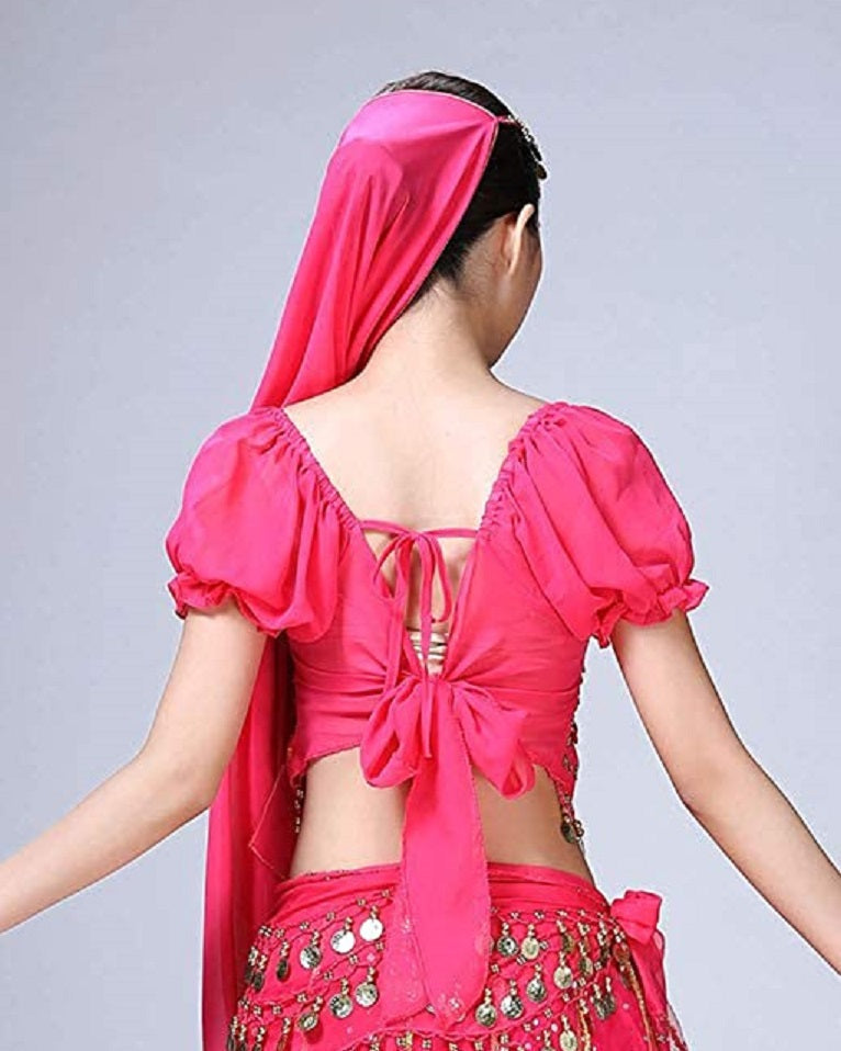 Women Belly Dance Clothes in Rose Pink Color