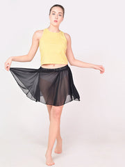 Chiffon Flowy Sheer Black Mini Skirt