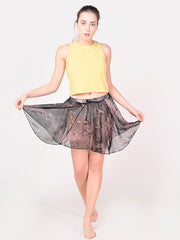 Chiffon Flowy Sheer Rattle Print Mini Skirt
