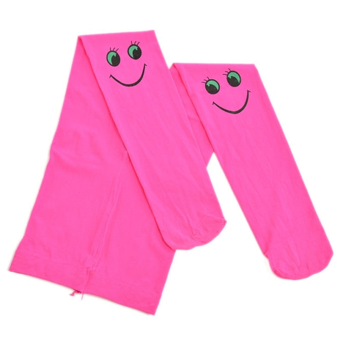 Bright Pink Smiley Face Ballet Stockings for Kids