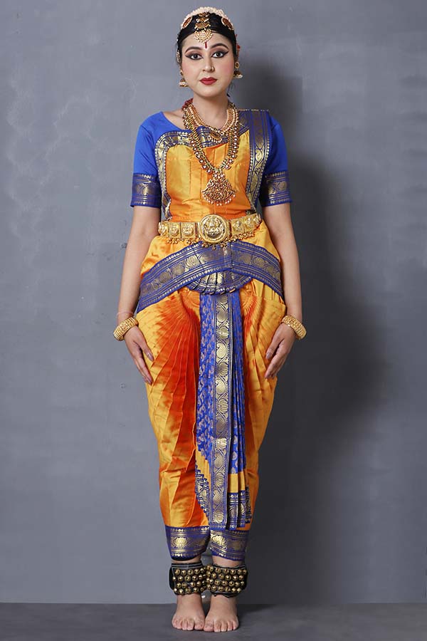 Blue Yellow Bharatanatyam Costume
