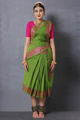 Forest Green Bharatanatyam Costume With Green Blouse