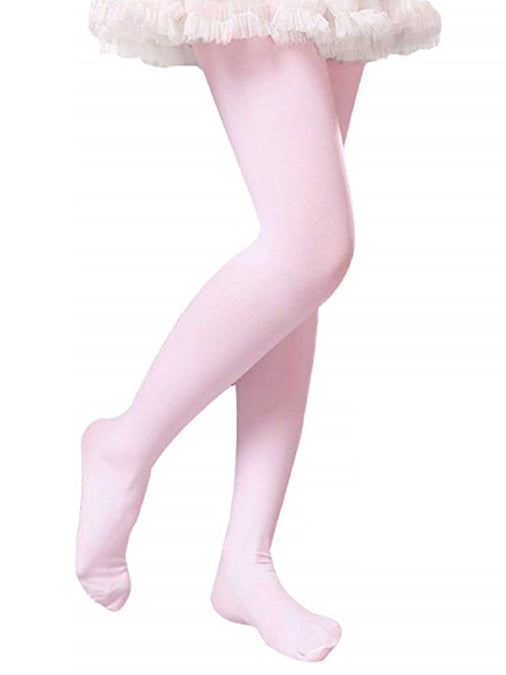 Kid Girls Stretchable Yellow Stockings Bright Color Footed Ballet