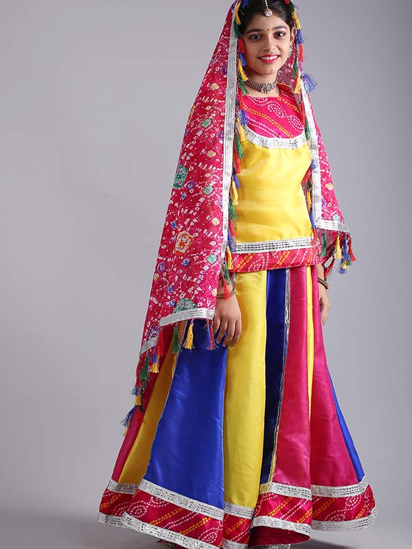 Multi Yellow Rajasthani Ghoomar Dress