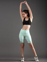 Mint Green Melange Training Shorts with Pocket