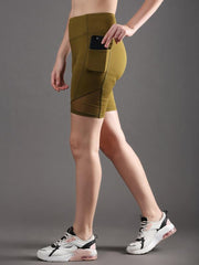 Olive Shorts With Inner Tights
