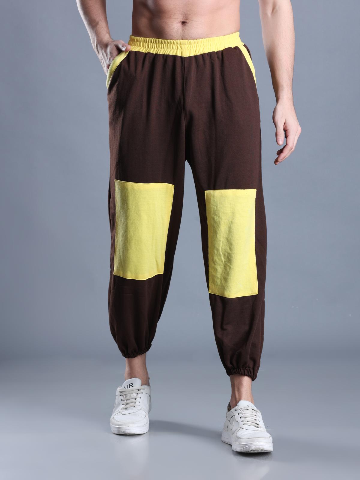 Men Brown Yellow Street Hoppers - Relaxed Fit Dance Lounge Pyjamas