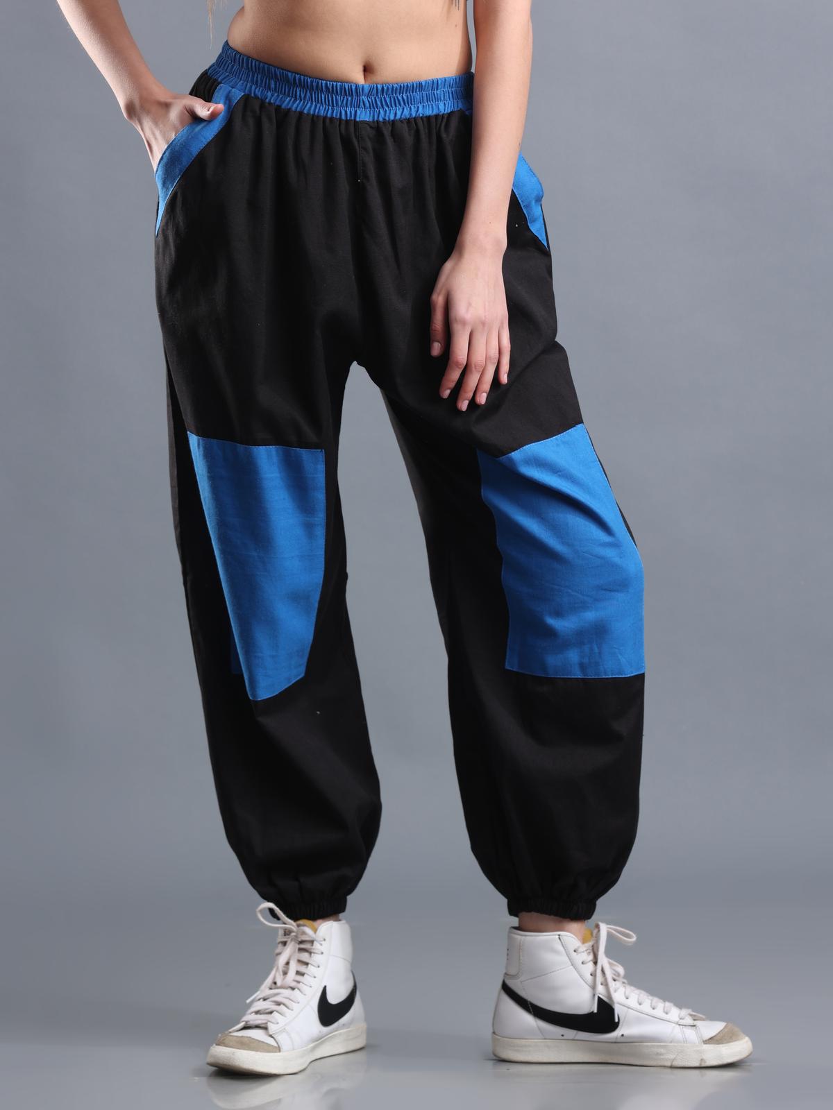 Women Black Blue Street Hoppers - Relaxed Fit Dance Lounge Pyjamas