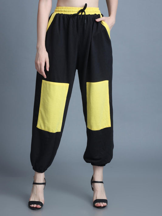 Women Black Yellow Street Hoppers - Relaxed Fit Dance Lounge Pyjamas 1200