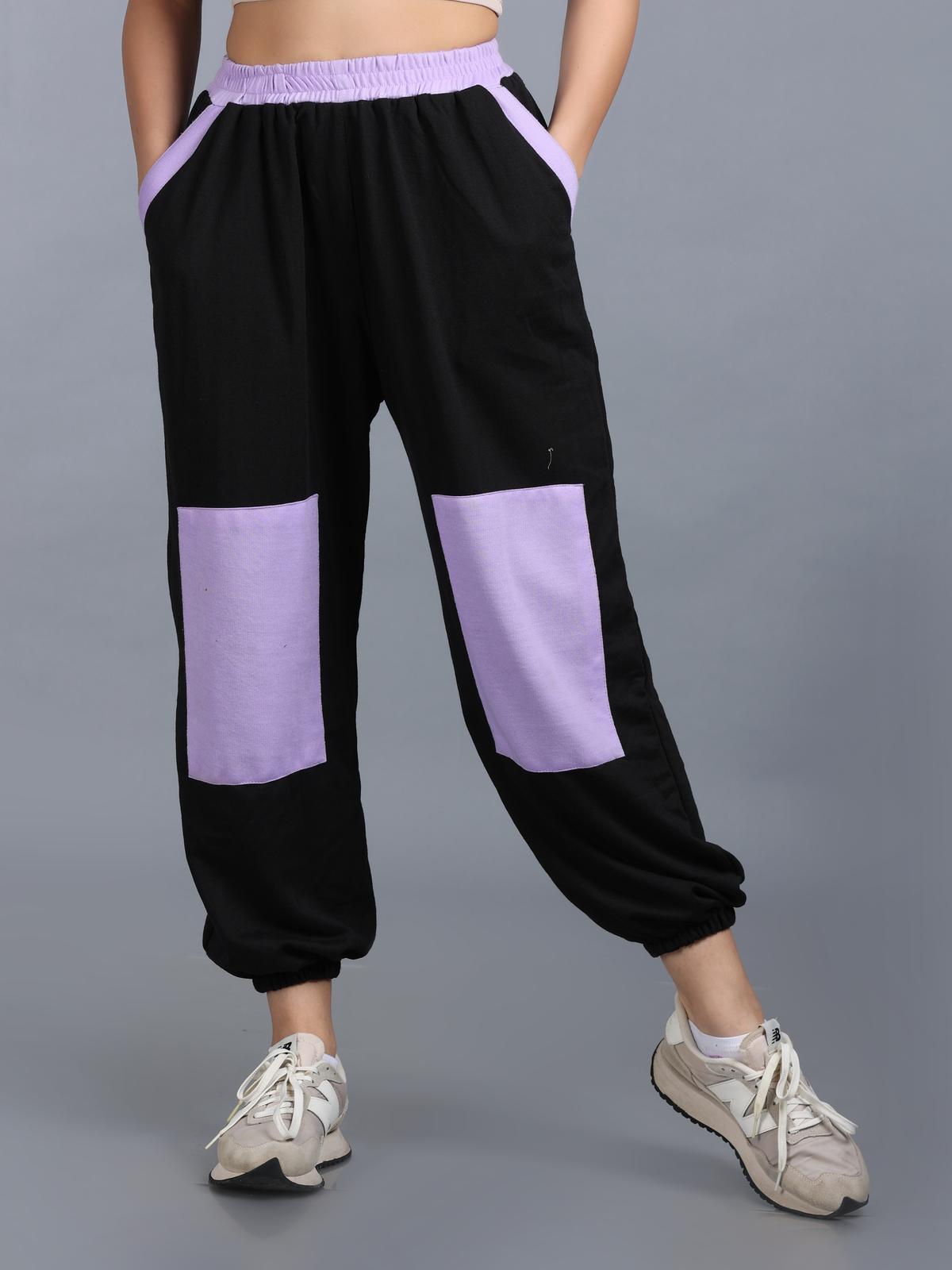 Women Black Lavender Street Hoppers - Relaxed Fit Dance Lounge Pyjamas
