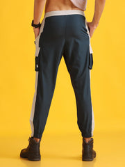 Men Stylish Airforce High-Waist Contrast Side Panel Jogger Trackpants