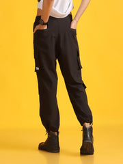 Men Stylish Black High-Waist 6 Pockets Utility Joggers