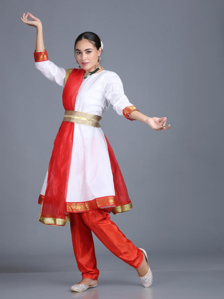 white kathak dress design Women Kathak Dance Dress Anarkali Style Costume (One Size) – The Dance Bible