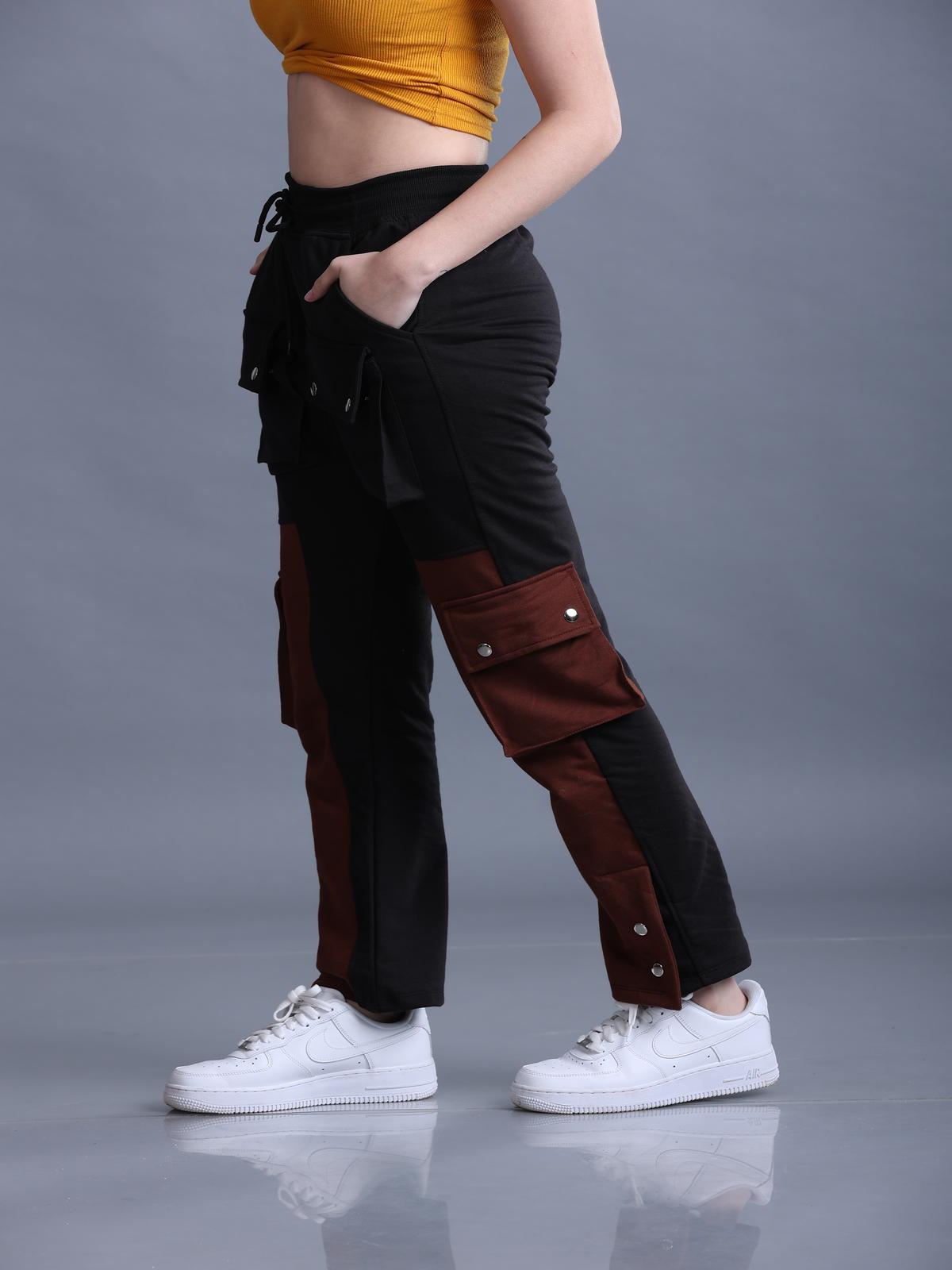 Women Double Color Button-Style Pocket Trousers - Dylan