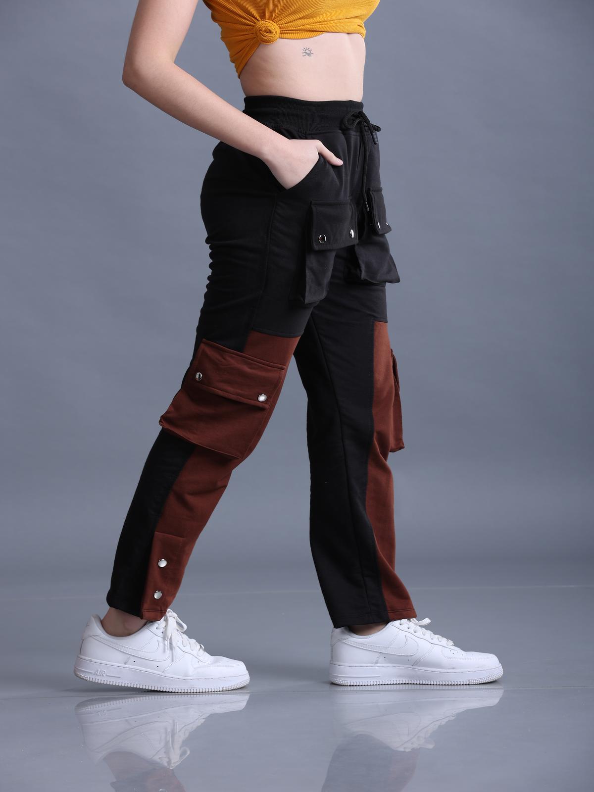 Women Double Color Button-Style Pocket Trousers - Dylan