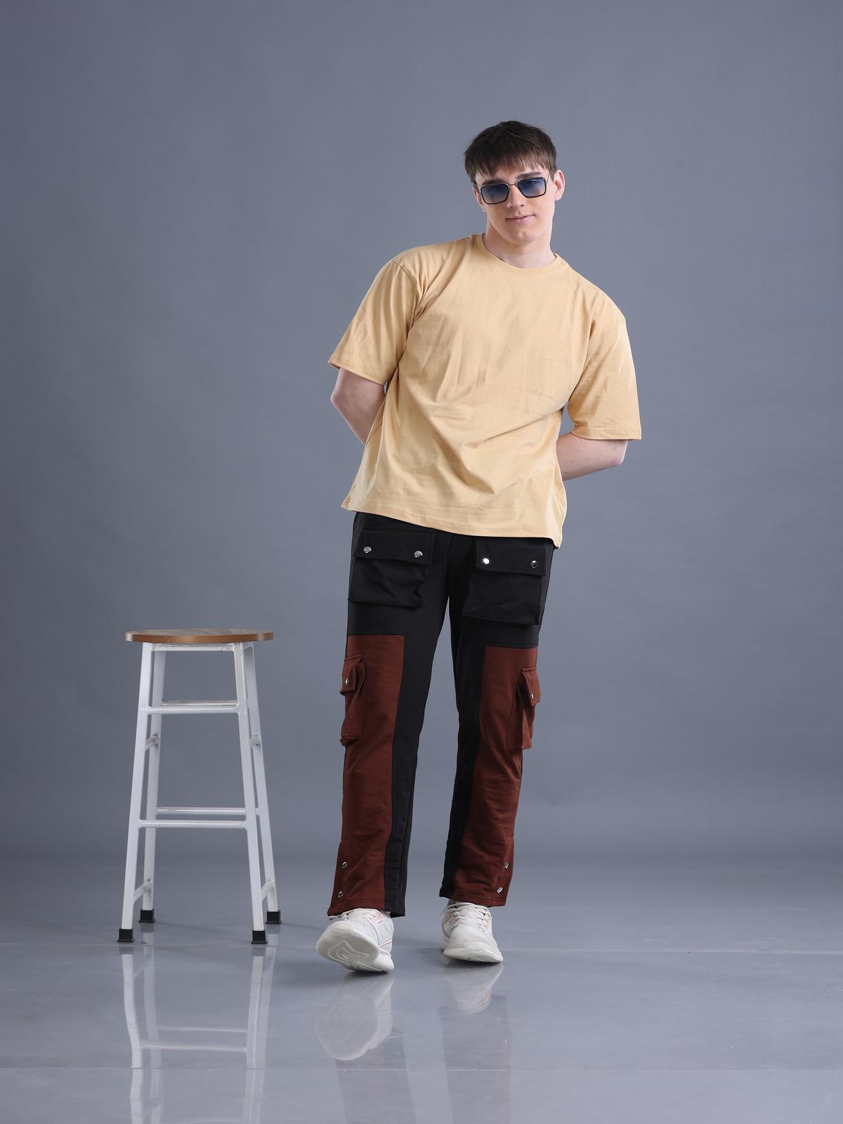 Men Double Color Button-Style Pocket Trousers - Dylan