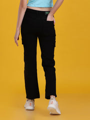 Women Regular Straight Fit High Rise Everyday Black Denim Trousers