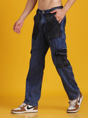 Men Straight-Fit Contrast Pocket Stylish Denim Jeans