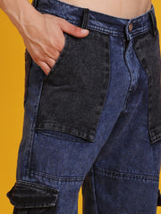 Men Straight-Fit Contrast Pocket Stylish Denim Jeans