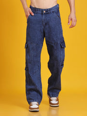 Men Straight-Fit Multi Pocket Trim Line Style Denim Jeans