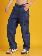 Men Straight-Fit Multi Pocket Trim Line Style Denim Jeans