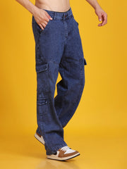 Men Straight-Fit Multi Pocket Trim Line Style Denim Jeans