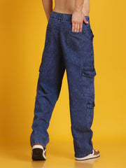 Men Straight-Fit Multi Pocket Trim Line Style Denim Jeans