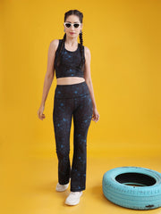 Women Flared Printed Yoga Pants and Matching Sports Top Co-ord Set - Sophie