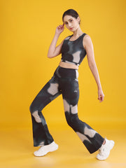 Women Flared Printed Yoga Pants and Matching Sports Top Co-ord Set - Natalie