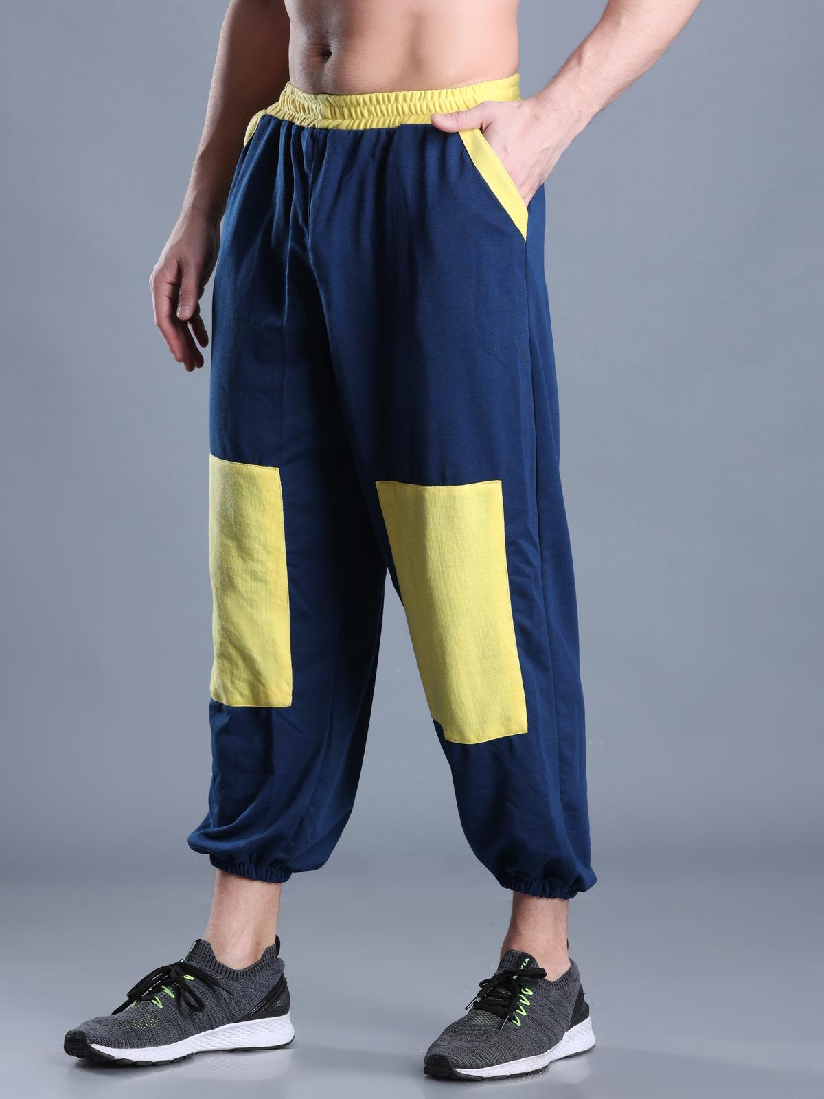 Men Blue Yellow Street Hoppers - Relaxed Fit Dance Lounge Pyjamas
