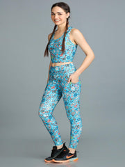 Stylish Printed Co-ord Activewear Leggings and Padded Sports Top Set - Isabelle