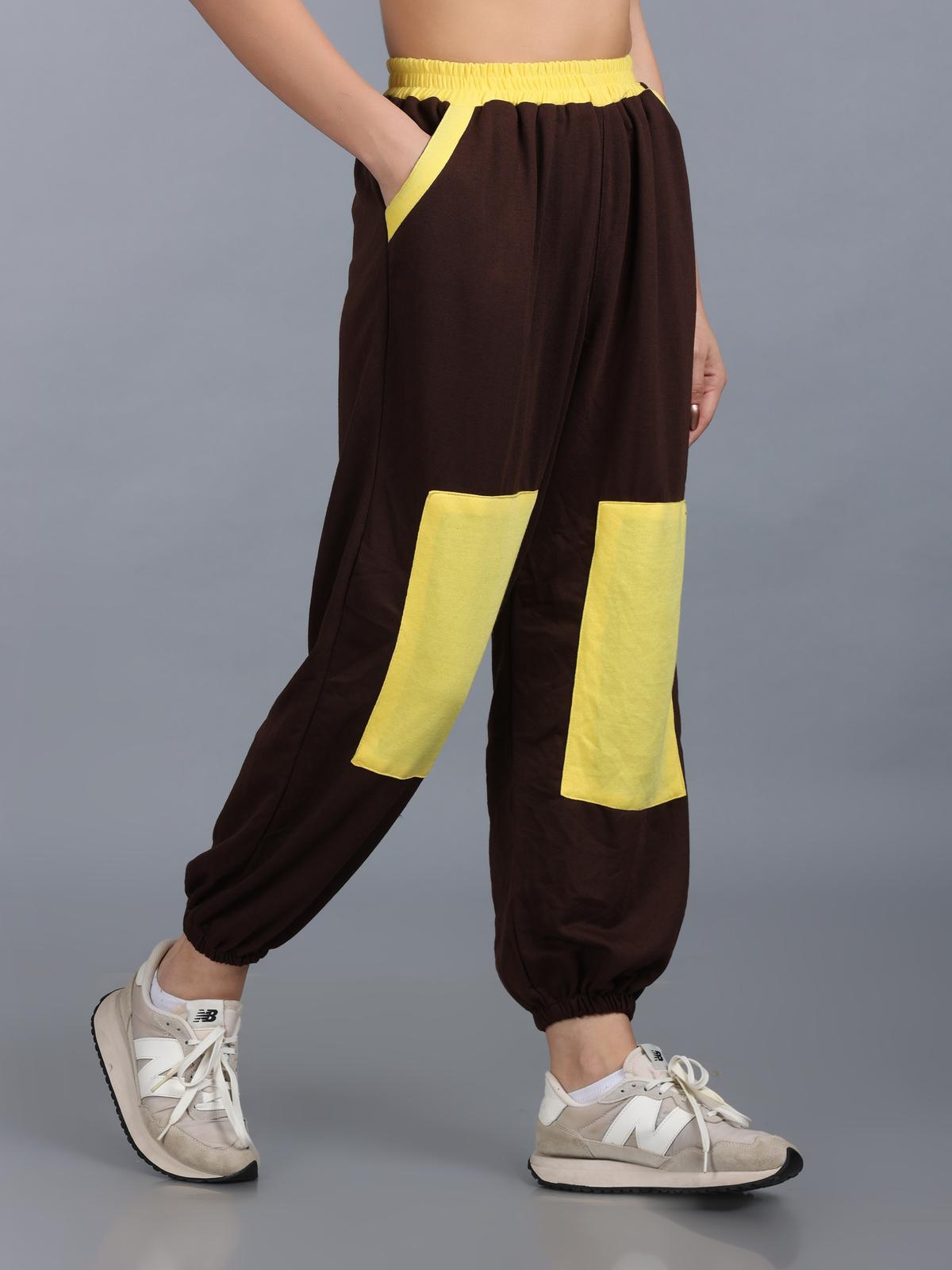 Women Brown Yellow Street Hoppers - Relaxed Fit Dance Lounge Pyjamas