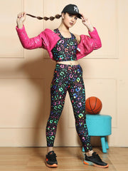 Stylish Printed Co-ord Activewear Leggings and Padded Sports Top Set - Florence