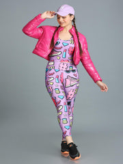 Stylish Printed Co-ord Activewear Leggings and Padded Sports Top Set - Athena