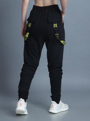 Women 6 Pockets Drip Tape Gather Jogger Trackpants