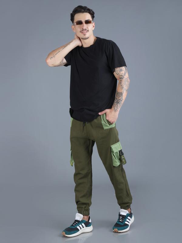 Men 4 Pockets Drip Tape Jogger Trackpants - Wiley