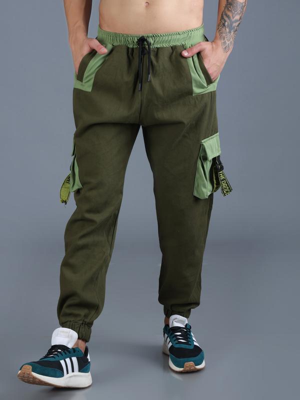Men 4 Pockets Drip Tape Jogger Trackpants - Wiley