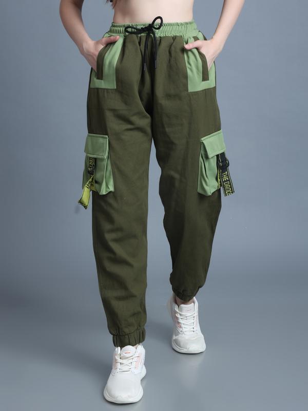 Women 4 Pockets Drip Tape Jogger Trackpants - Wiley