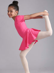 Hot Pink Short Sleeve Spandex Ballet Dress