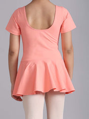 Peach Short Sleeve Spandex Ballet Dress