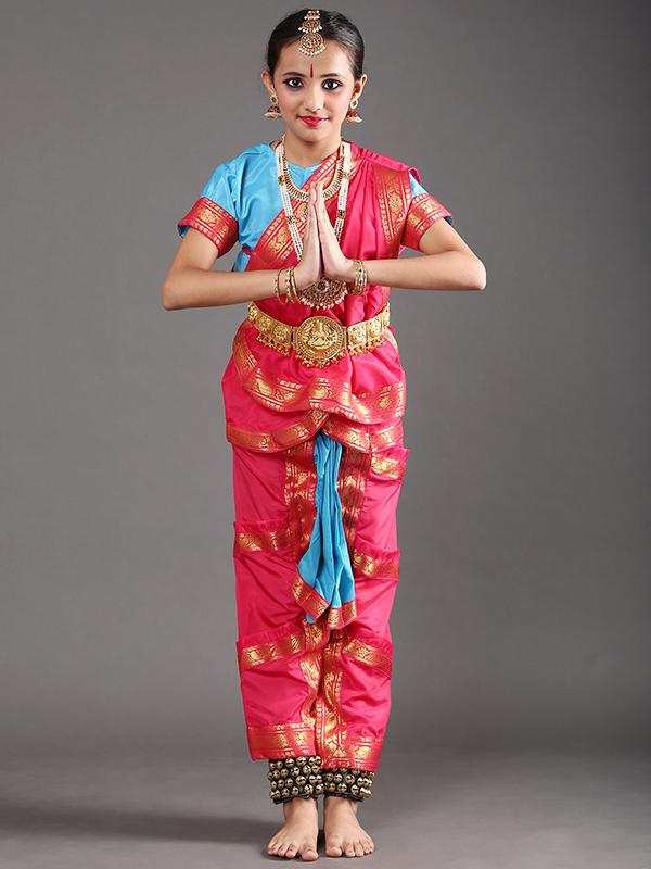 Pink and Sky Blue Bharatanatyam Dress