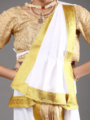 White and Gold Bharatanatyam Dance Dress