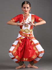 White and Red Bharatanatyam Makeup