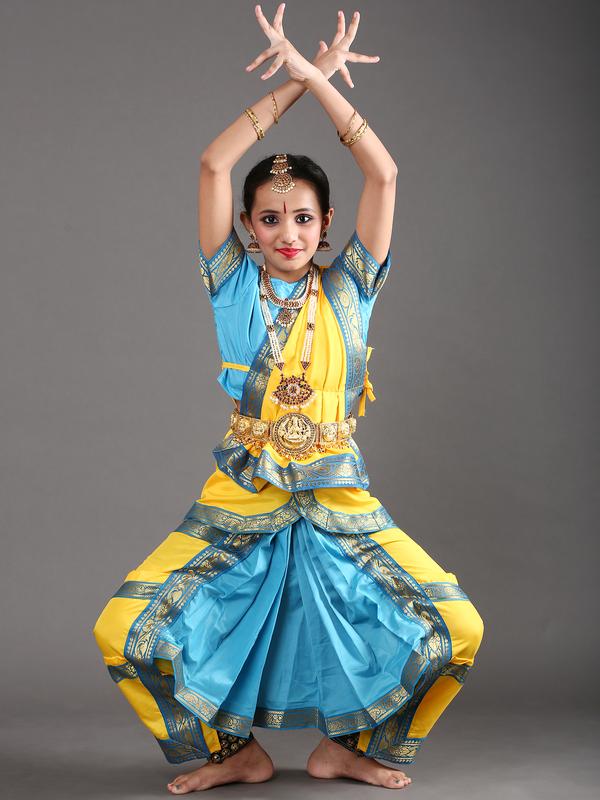 GREEN BLUE 32 inchs Pant Length Bharatanatyam Dance Costume | Art silk –  Classical Dance Jewelry